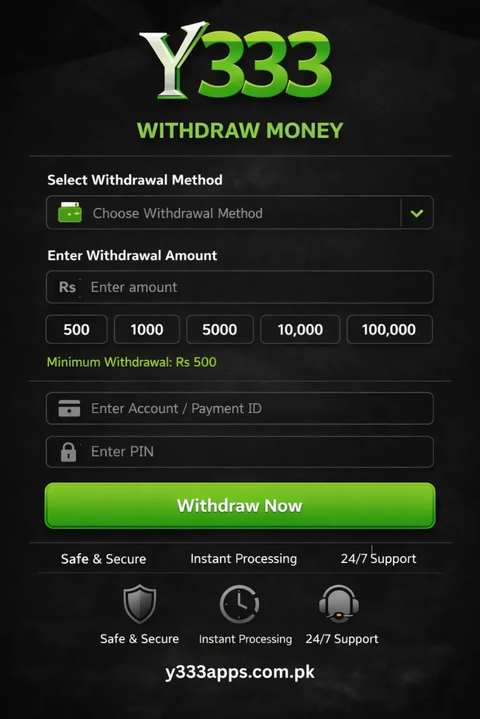 Y333 Game Withdraw